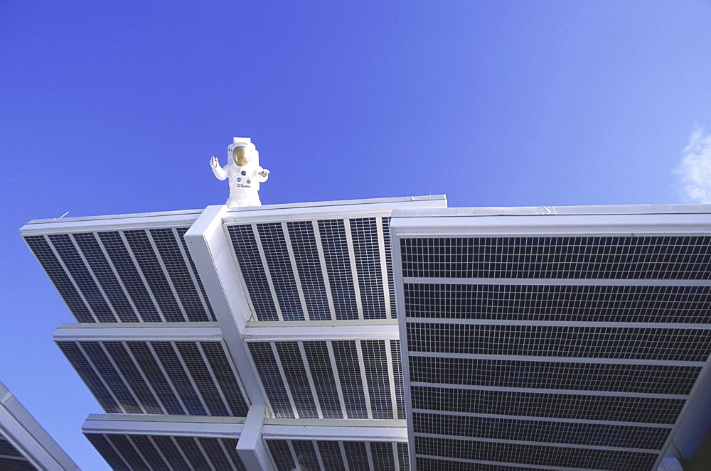 Solar panels on display at the Kennedy Space Center.