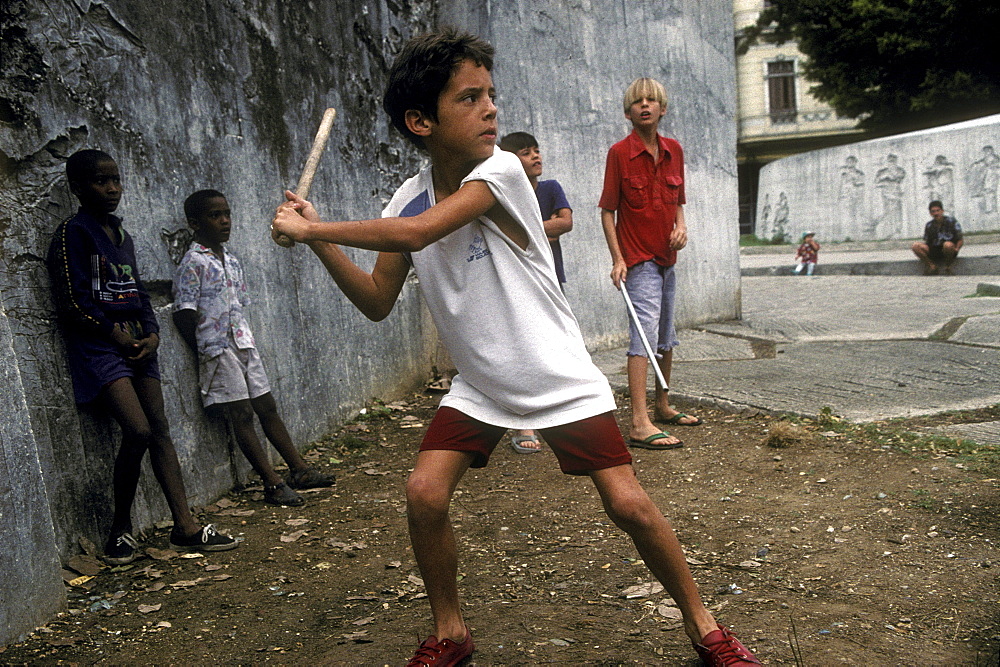 baseball game in a park in Central Havana, Cuba