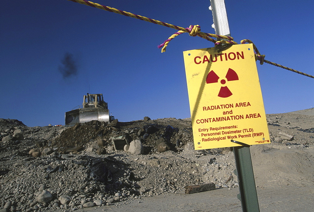 The Environmental Restoration Disposal Facility (ERDF), a low level waste facility at Hanford Nuclear Site, WA. The trucks are carrying mostly soil but also some misc. equipment taken from the decommissioning work at Hanford.