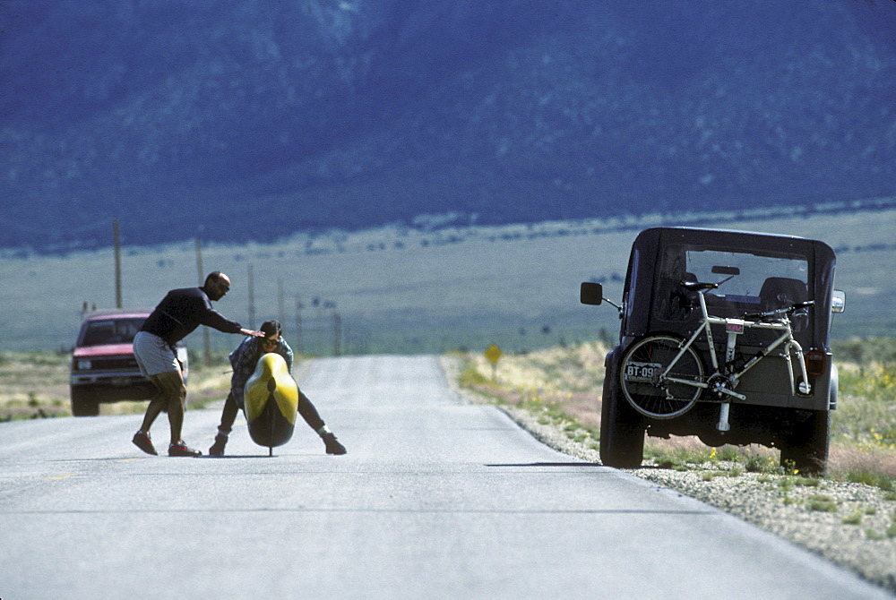 Engineers, athletes and enthusiasts gather on a lonely road in the San Luis Valley in central Colorado to try to break the speed record for a human powered vehicle. These vehicles are basically very, very aerodynamic bicycles.