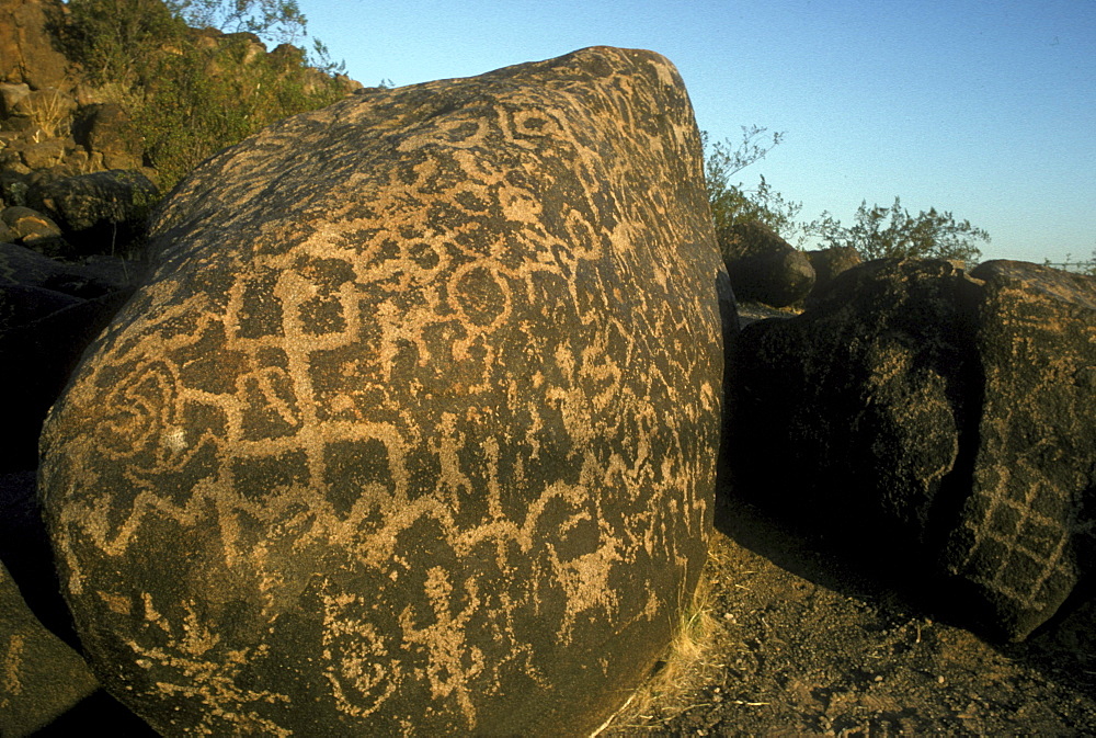 Prehistoric rock art (petroglyphs) near Gila Bend, Arizona