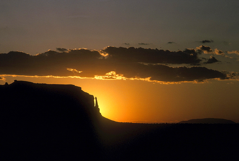 Sunset at Monument Valley in Utah and Arizona on the Navajo Indian Reservation