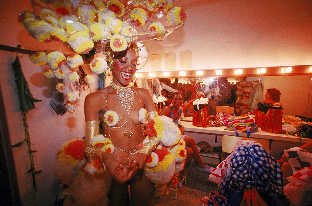 A dancer gets ready to perform at the Tropicana night club, Havana, Cuba.