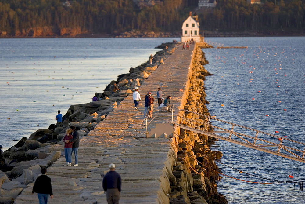 The mile-long granite breakwater protecting Rockland Harbor and lighthouse.