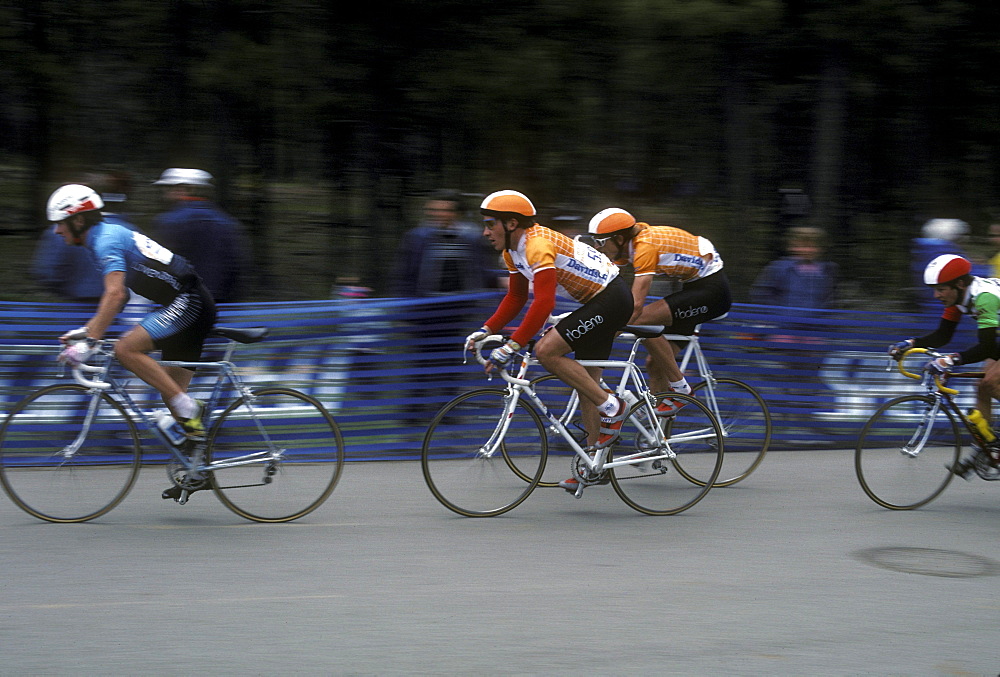 A road bicycle race during the Iron Horse Bicycle Classic in Durango, Colorado.