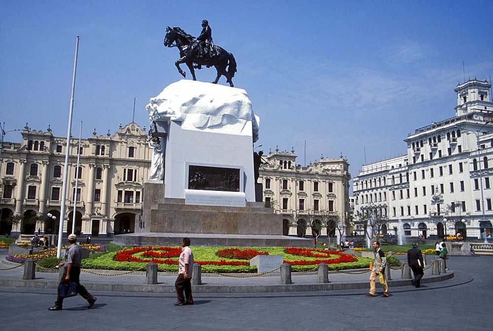 Plaza San Martin in central Lima, Peru