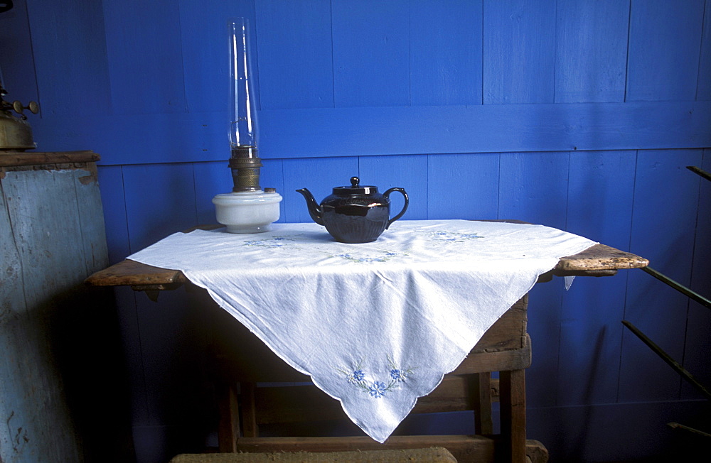 Interior scene in an historic building at Glaumbaer, northcentral Iceland. An important discovery was made in Glaumbaer in 2001: the homestead of Thorfinn Karlsefni, the father of the first European born in the New World. This find has important implications for Viking history.