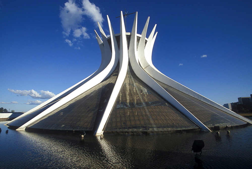 The modern Metropolitan Cathedral in Brasilia, the futuristc capital of Brazil.