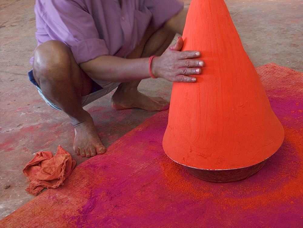 Bangalore, India,  9, 1, 04:  Multicolored powder for use in Hindu religious ceremony for sale in "City Market" Bangalore, India.