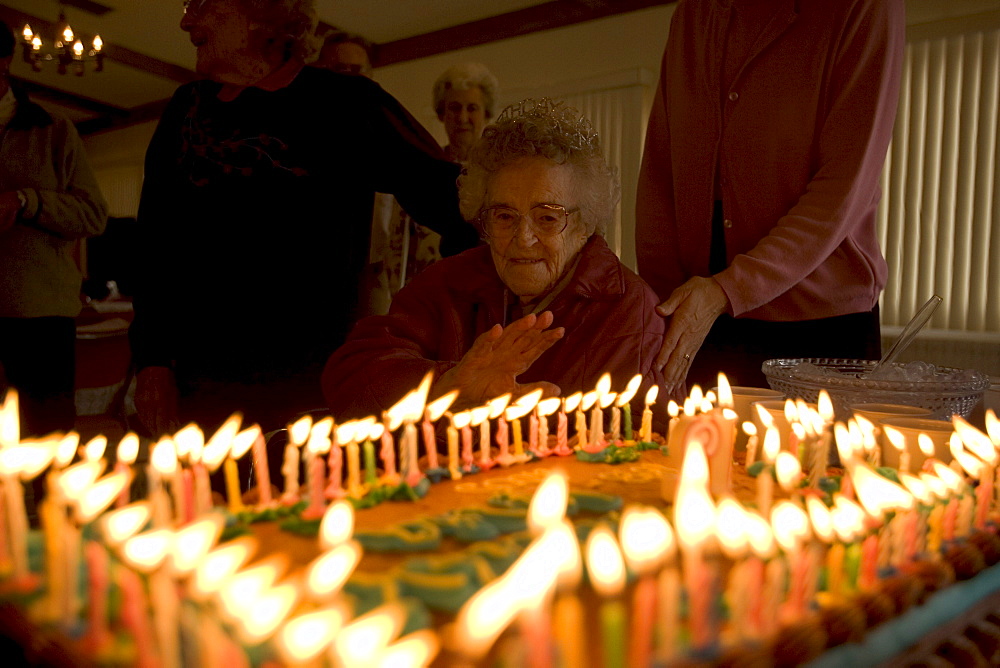 Lydia Newton celebrates her 112th birthday with friends and family making her among the 20 oldest living human beings on earth.    Lydia, born March 23, 1893, shares oatmeal every morning with her 90 year old daughter Margaret Rader in their triple wide trailer at a small trailer park outside of town.   "I eat oats with half and half and we don't watch the fat let me tell you" says Lydia.  "We were never out to make a lot of money, just to live.  We made our own toys out of rubber bands and spoons and I think we were a lot happier than kids today"  says lydia who has not had a cold or flu for 23 years.  As for politics..."It goes in one ear and out the other.  I don't care who the next president is.  They are all a bunch of liars.  I have decided that if the men can't run this country its about time they give a woman a chance."