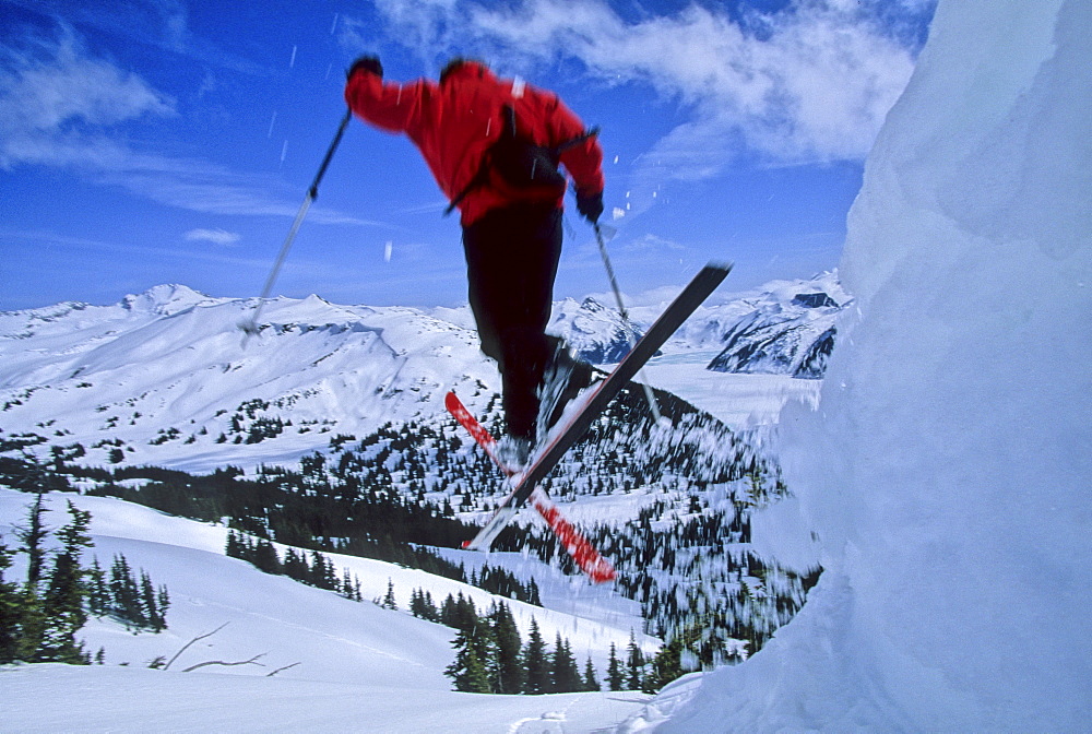 Telemark skier Art Pearce descends a backcountry slope near the Black Tusk peak in Garibaldi Provincial Park, near Whistler.