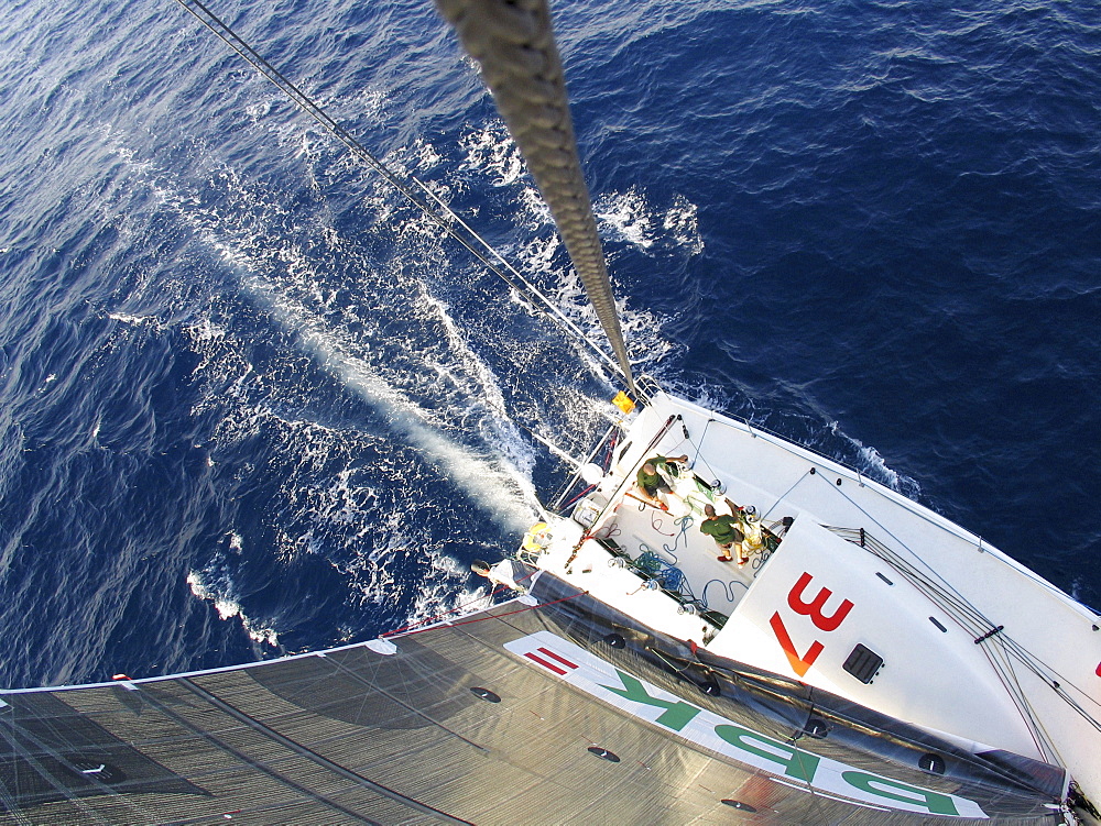 A Spanish racing yacht sailing in Australia. Test sailing in preparation for the around-the-world sailing challenge.The skipper is Unai Basurko de Miguel.