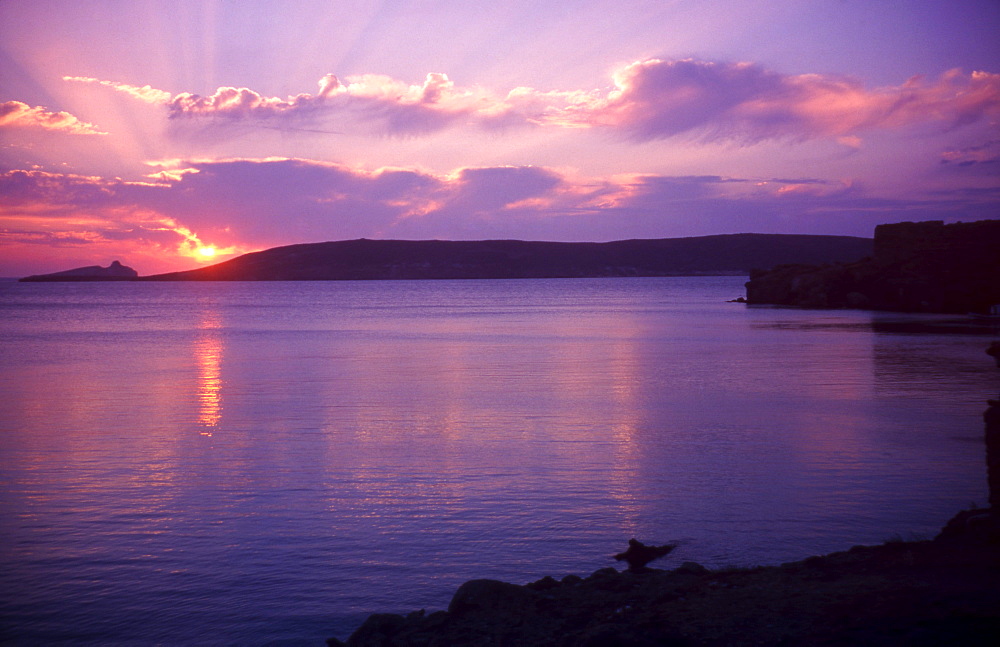 Lesvos. Greece. Sunset at Sigri.