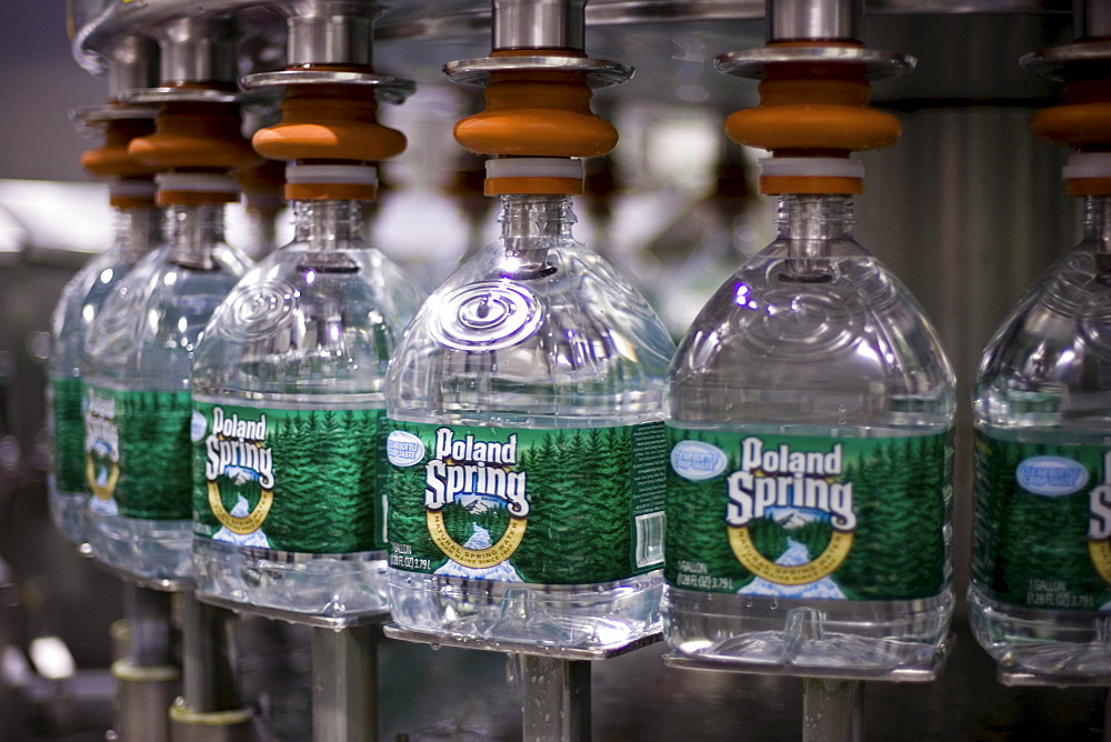 Gallon jugs of Poland Spring Water are filled in the Hollis center, Maine plant.