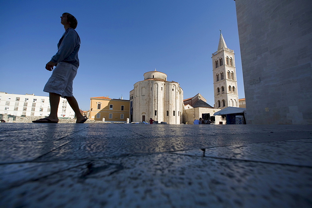 Church and plaza. In the 8th century BC, an Illyrian tribe known as the Liburnians, great sailors and merchants, first settled the area, and the city of Jadera, today known as Zadar, Croatia.