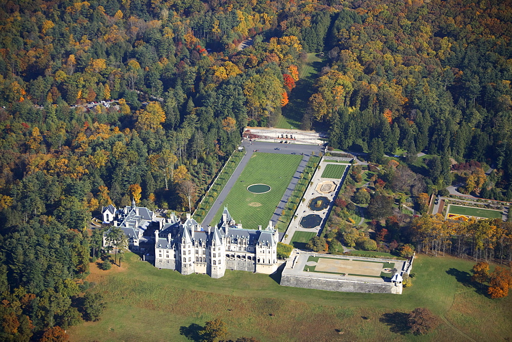 Aerial view of the Biltmore House in Asheville, NC