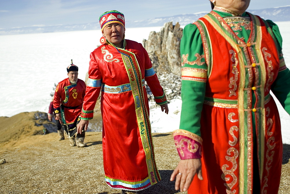 A local Buryat wedding ceremony taking place on Olkhon Island, Siberia, Russia.