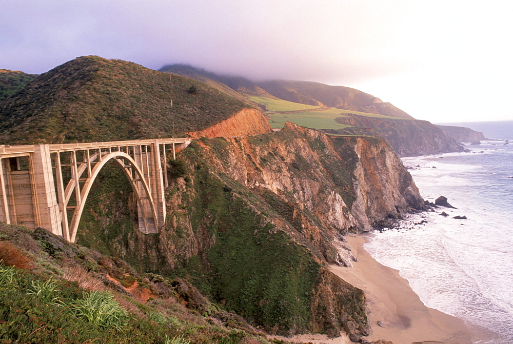 Bixby Creek Bridge on Highway 1 between Carmel and Big Sur area of California Coast.