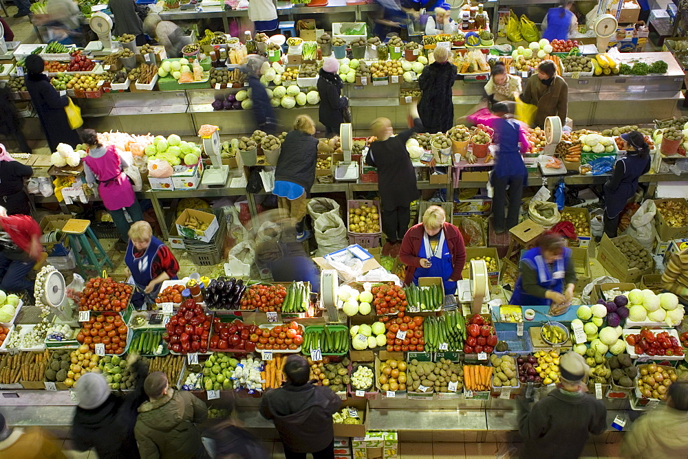 An indoor Russian market in Irkutsk, Siberia, Russia.