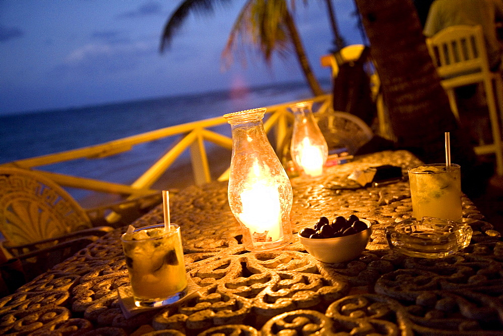 A beach bar at sunset in the Dominican Republic