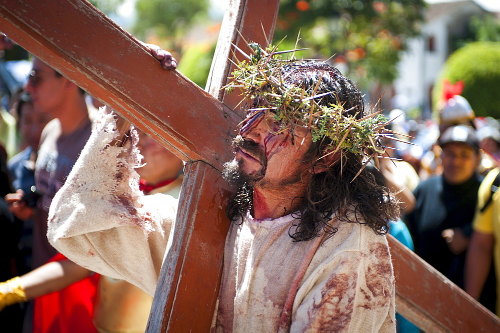 Actors perform a living stations of the cross on Friday during Holy Week in Ayacucho, Peru.