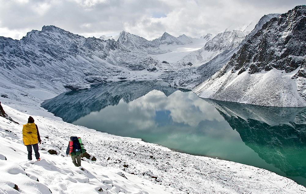 Mountaineers in Ala Kol Pass, Karakol, Kyrgyzstan