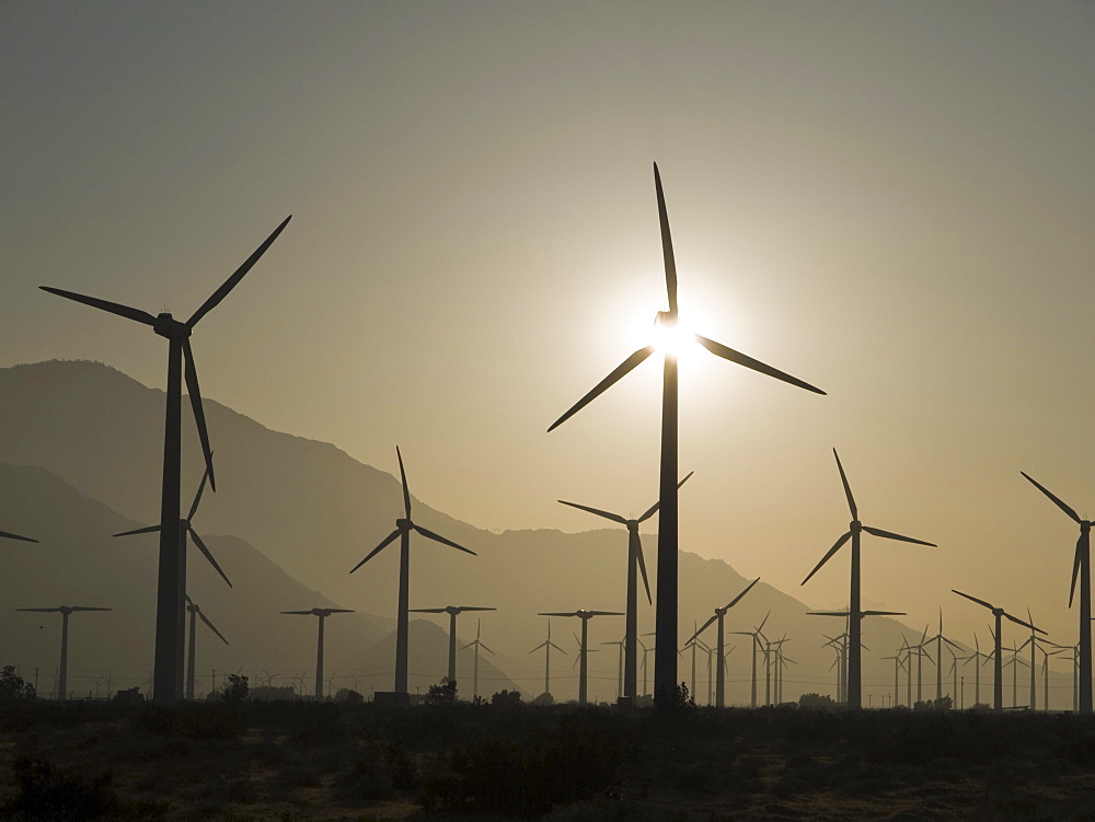 Windmills for electric power at work.