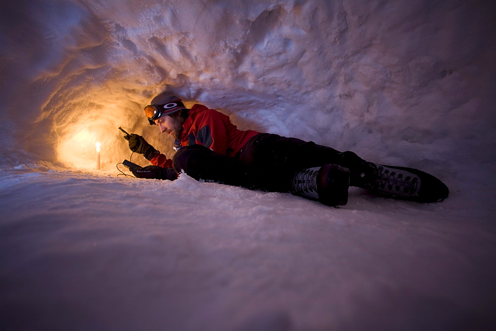 Scientific research in winter on Mt. Washington in the White Mountains of New Hampshire.