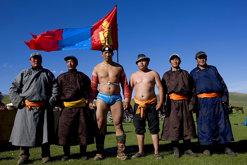 Mongol wrestlers.