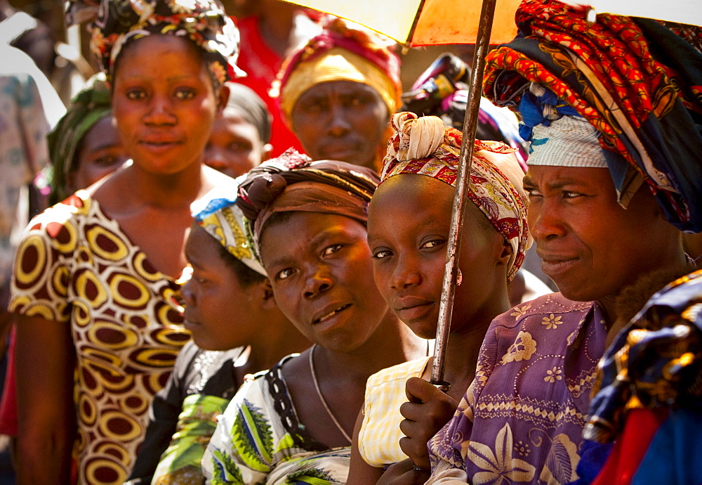 Colorfully-dressed Congolese women gather