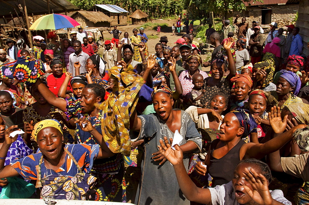 Congolese Villagers Welcom Visitors