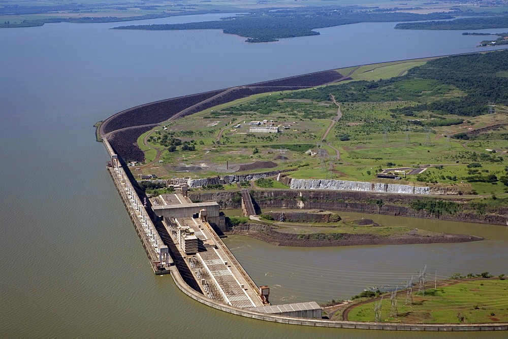 The massive Itaipu Dam (second in size only to China's Three Gorges) on the Parana River, Brazil.