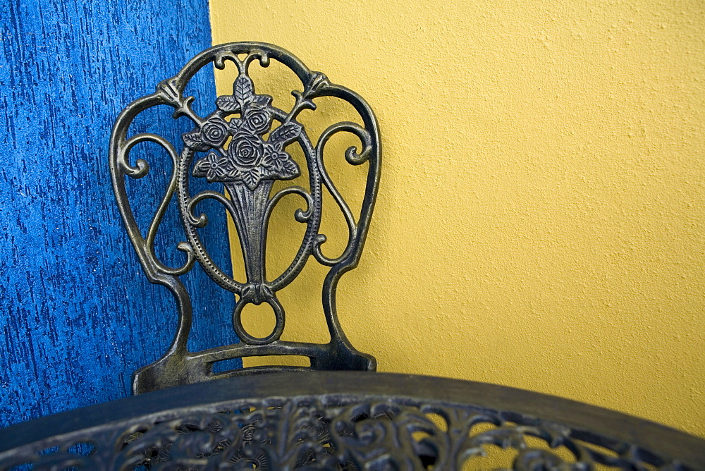 Chair on balcony of a hotel in Nazare Paulista near the Atibainha Reservoir in the waterhed that serves Sao Paulo.