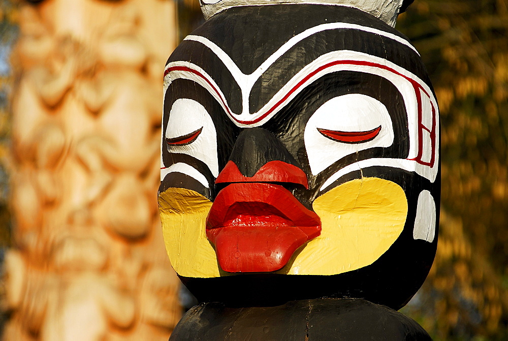 Totem Pole in Stanley Park. Vancouver, British Columbia, Canada