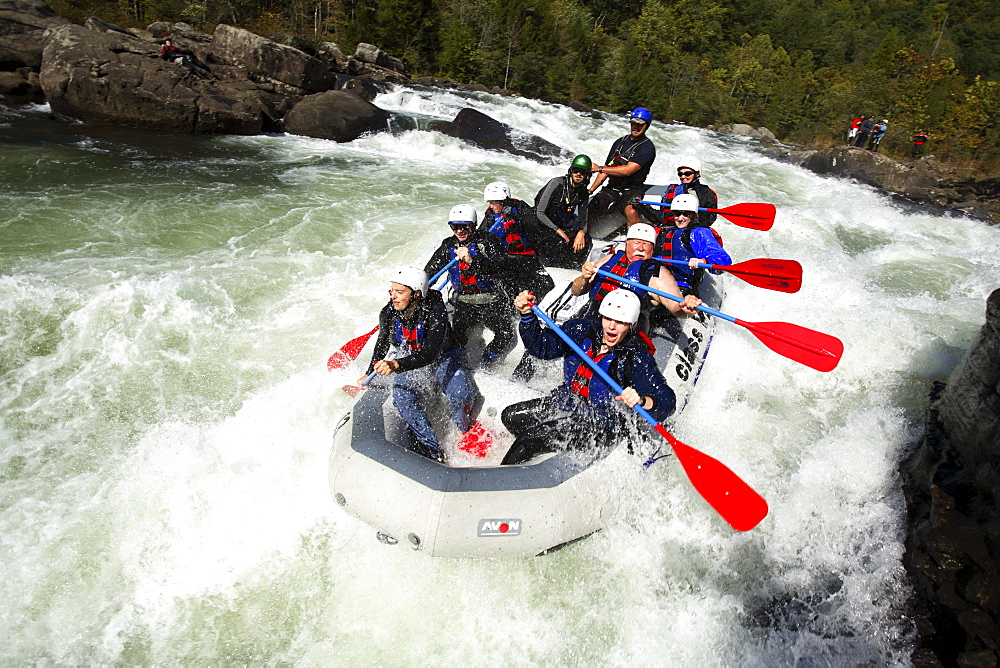 Unknown rafters roll through the infamous Pillow Rock rapid on the Upper Gauley River near Fayetteville, WV