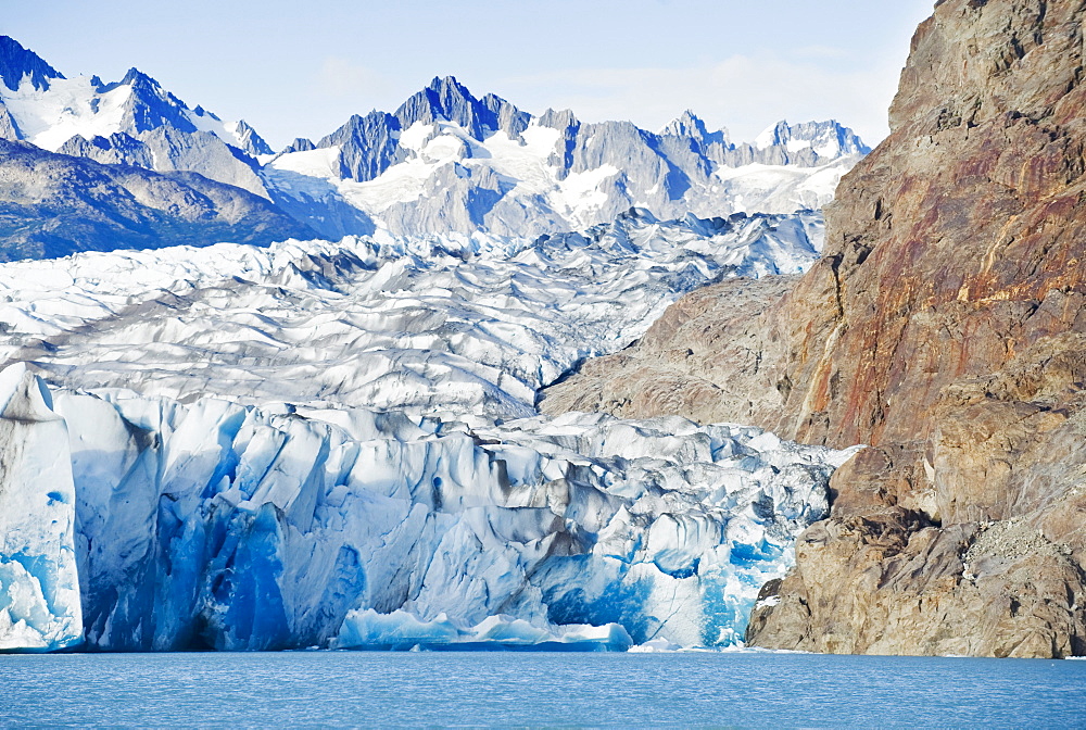 The Viedma Glacier terminating into Lago Viedma on February 25, 2008, Chalten, Argentina.