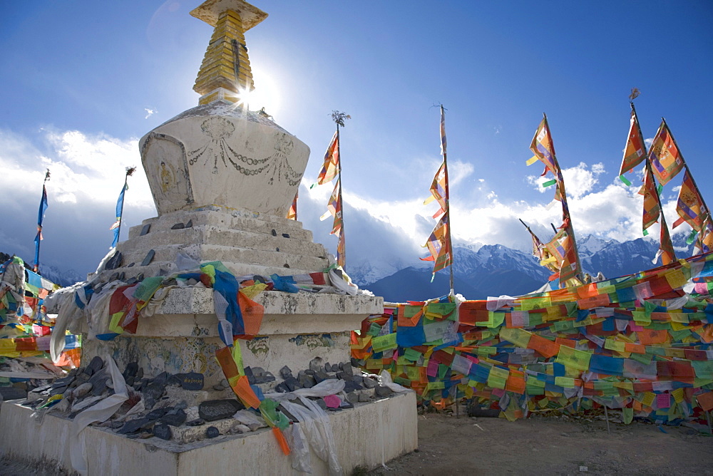 Stupas at Feilaisi, a small village and vista point near Deqin, Yunnan Province, China.