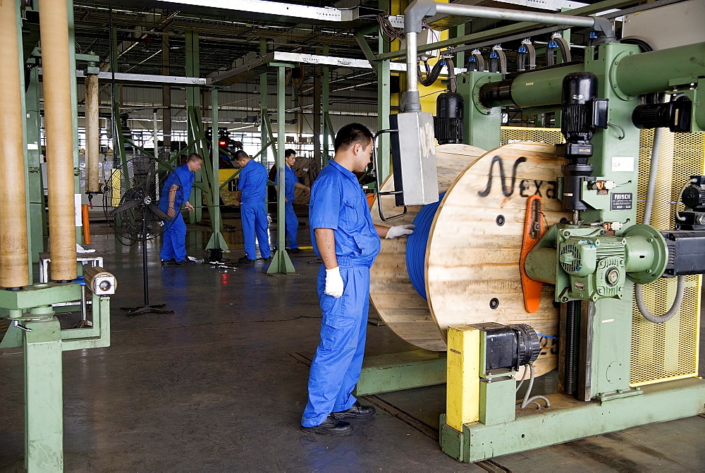 Nexans China - interior view of Nexans's cable manufacturing plant, Pudong Industrial area, Shanghai.