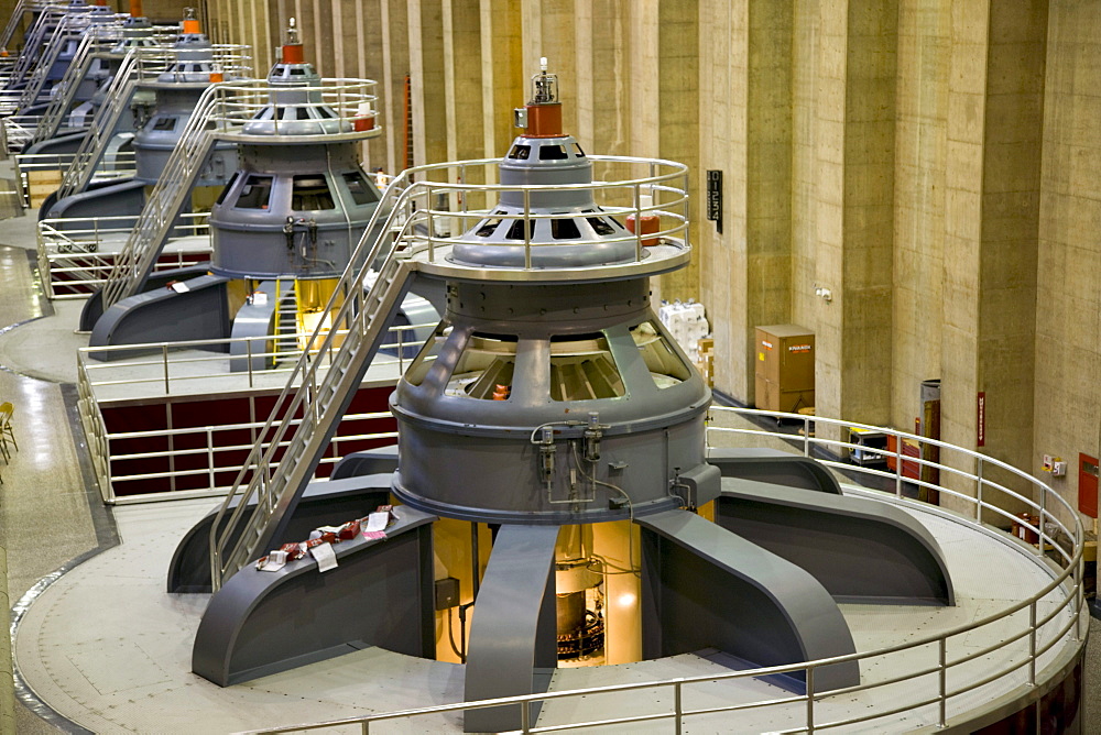 Inside the generator room of the historic Hoover Dam near Las Vegas, Nevada.