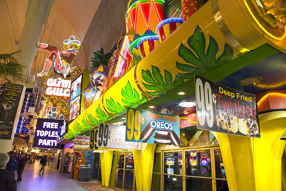 Lights along Fremont Street (which is now covered) in downtown Las Vegas, Nevada.