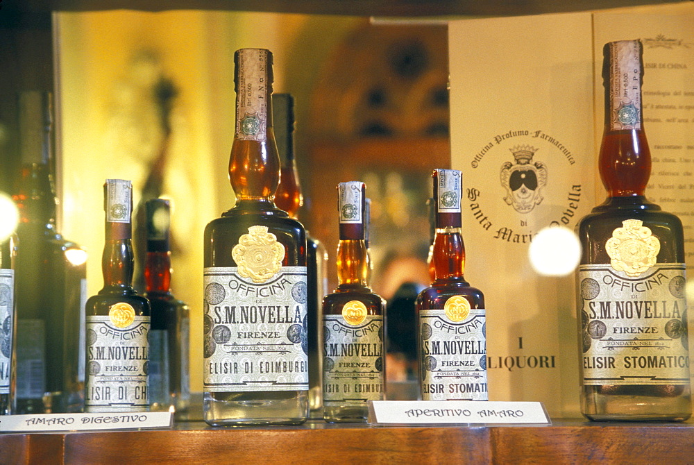 Product display at the Santa Maria Novella pharmacy in Florence, Italy. Established 600 years ago by Florentine monks, Santa Maria Novella is today a trendy purveyor of perfumes, soaps and elixirs.