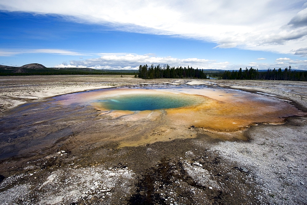 Turquoise Spring located in Midway Geyser Basin in Yellowstone National Park, Wyoming.