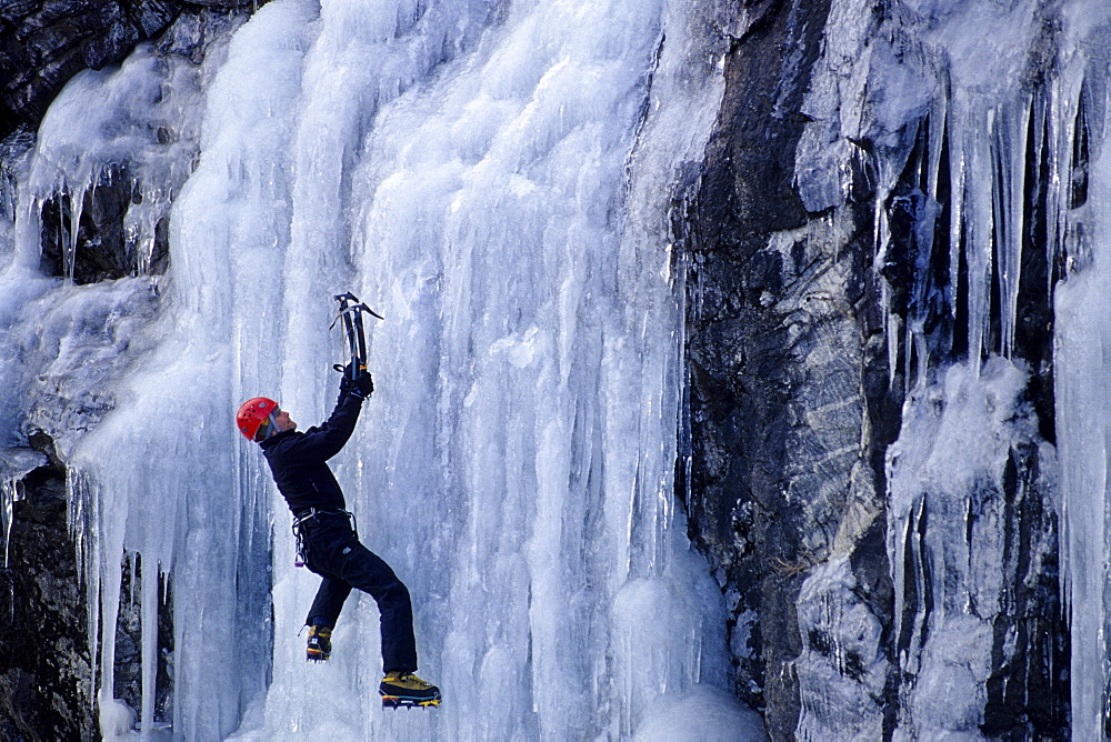 Matt Gentling boulders around at the ice at Winding Stair Gap in Hwy 64 Near Franklin, NC