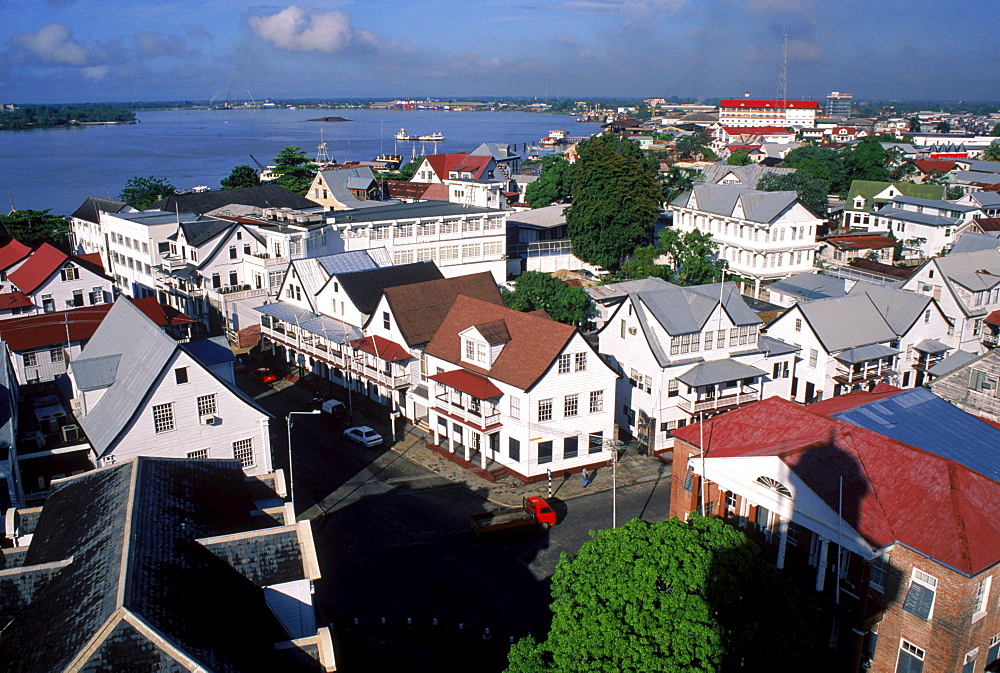 Dutch Colonial buildings in Paramaribo, the capital of Suriname.