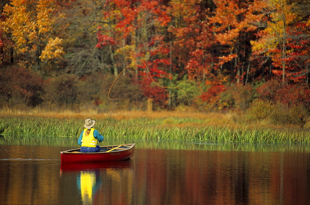 A person fly fishing in Pennsylvania.