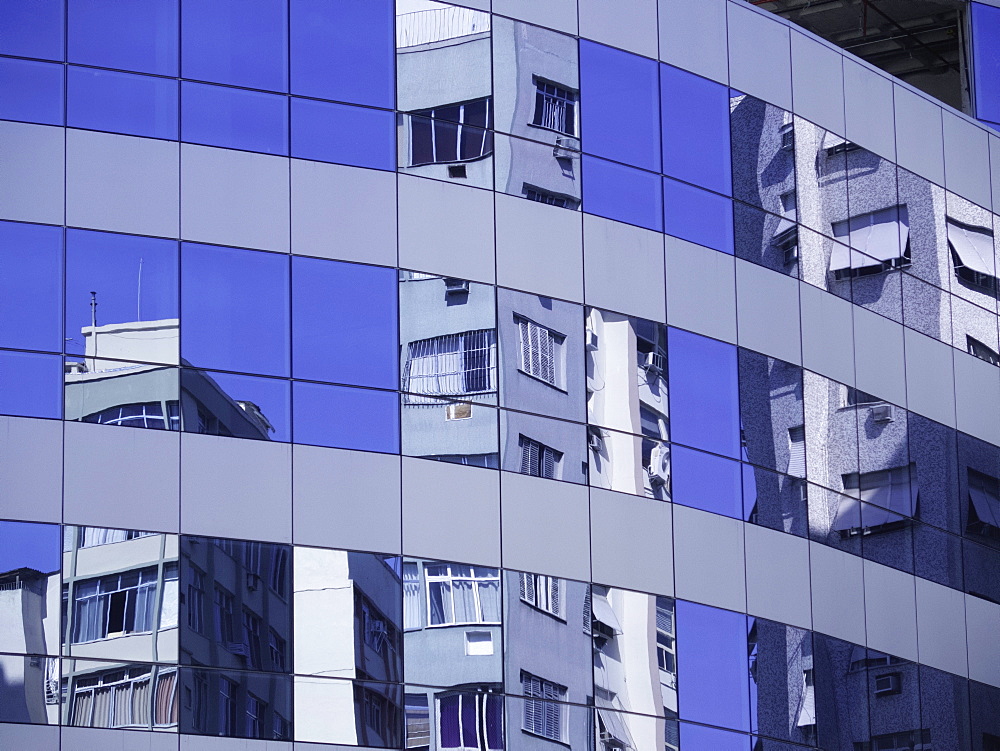 Reflection on glass building, Rio De Janeiro, Brazil, Rio de Janeiro, , Brazil