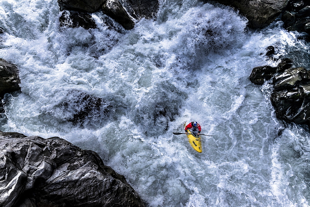 Red Bull sponsored kayaker Aniol Serrasolses (ESP) riding the Ötztaler Ache-River during the Adidas Sickline Extreme Kayaking World Championship 2014 in Oetz, Austria.