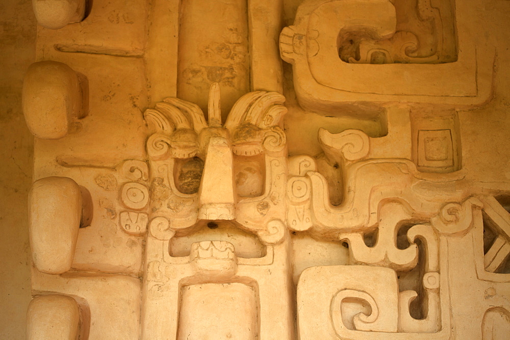 Stucco relief in the Mayan city of Ek Balam, Yucatan Peninsula, Mexico