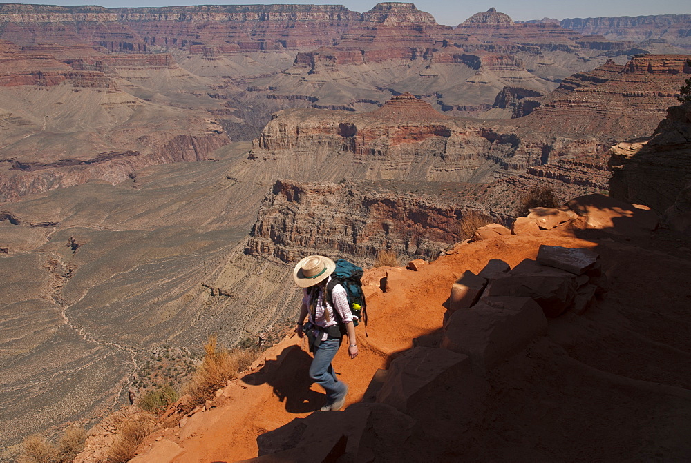 Hiking the Grand Canyon's Kaibab Trail, South Rim. Grand Canyon National Park, Arizona.