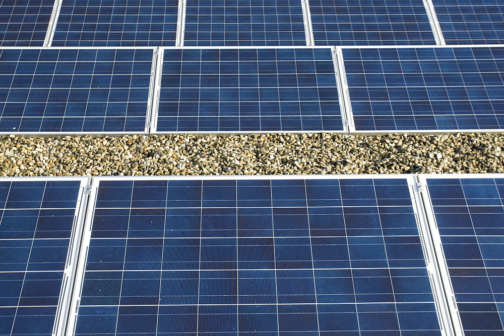 Solar panels on the roof of a school in the town of Zwolle, the Netherlands.